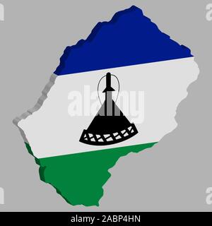 3D-Karte Lesotho Flagge Vektor-illustration Eps 10. Stock Vektor