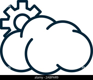 Cloud Computing Einstellung Internet der Dinge Symbol Leitung Vector Illustration Stock Vektor