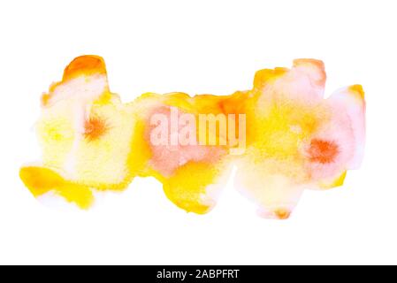Abstrakte Aquarell Hintergrund mit roten und gelben Flecken. Stockfoto