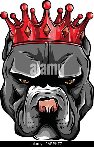 Pitbull in der Krone auf weißem Hintergrund. Vector Illustration. Stock Vektor