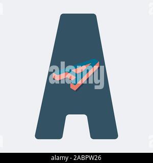 Ein Logo mit der isometrischen ein Einblick in den Buchstaben A. Stock Vektor