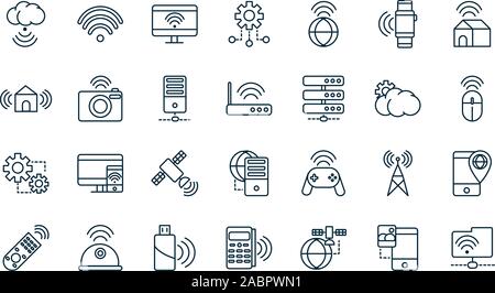 Internet der Dinge Zeile Icons Set Vector Illustration Stock Vektor