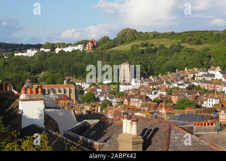 Blick über die Altstadt von Hastings, East Sussex, Großbritannien Stockfoto