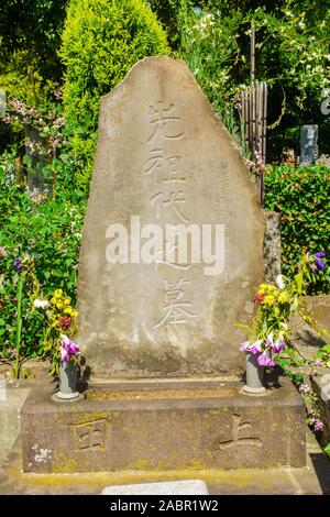 Tokyo, Japan - 28 September, 2019: Blick auf alte Grabsteine auf dem Friedhof Yanaka Park, Tokio, Japan Stockfoto