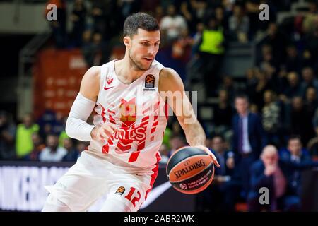 Belgrad, Serbien. 28 Nov, 2019. Billy Baron von Crvena Zvezda mts Belgrad Antriebe in den Warenkorb. Credit: Nikola Krstic/Alamy leben Nachrichten Stockfoto