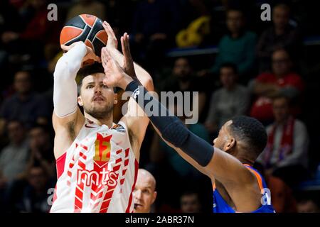 Belgrad, Serbien. 28 Nov, 2019. Billy Baron von Crvena Zvezda mts Belgrad schießt für drei Punkte. Credit: Nikola Krstic/Alamy leben Nachrichten Stockfoto