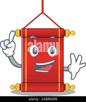 Finger chinesische Schriftrollen in Mascot Zeichentrickfigur Stil Stock Vektor