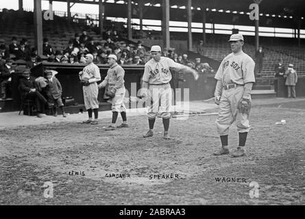 Vintage Baseball Spieler - Duffy Lewis, Larry Gardner, Tris Speaker, Heinie Wagner, Boston AL Ca. 1912 Stockfoto