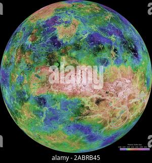 Die Hemisphäre der Venus, wie durch mehr als ein Jahrzehnt der Radar Untersuchungen in der NASA 1990-1994 Magellan Mission gipfelten offenbart, ist bei 90 Grad Ost. Stockfoto