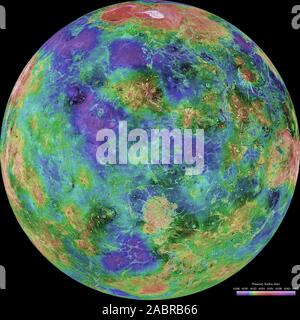 Die Hemisphäre der Venus, wie durch mehr als ein Jahrzehnt der Radar Untersuchungen in der NASA 1990-1994 Magellan Mission gipfelten offenbart, ist bei 0 Grad Ost. Stockfoto