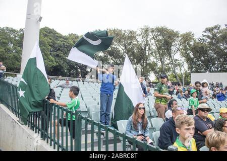 Adelaide, Australien, 29. November 2019. Pakistan Kricket Unterstützer wave Flags an Tag 1 der 2 Domain Tag Nacht Test zwischen Australien und Pakistan am Adelaide Oval. Australien führt 1-0 im 2 Spiel der Serie. Credit: Amer ghazzal/Alamy leben Nachrichten Stockfoto