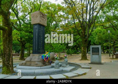 Hiroshima, Japan - Oktober 12, 2019: Blick auf die koreanische Atombombe Opfer Ehrenmal in der Peace Memorial Park in Hiroshima, Japan Stockfoto