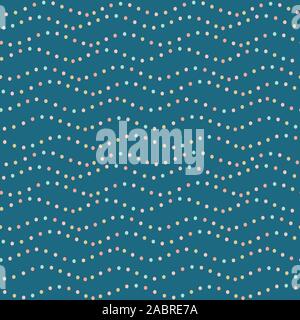 Abstrakte wellig beschmutzt Linien nahtlose Muster. Vektor wiederholen Hintergrund Design von Pastell Punkte auf Blau. Stock Vektor