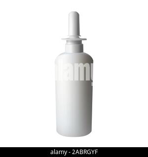 Weißer Kunststoff Flasche mit Sprüher. Vector Illustration. Stock Vektor