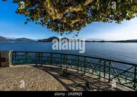 Der malerischen Uferpromenade in Arona am Lago Maggiore, Piemont, Italien Stockfoto