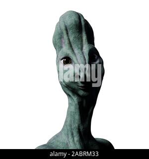 Alien portrait (3-D-Abbildung auf weißem Hintergrund) Stockfoto
