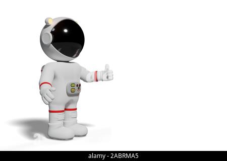 3d cartoon Astronaut mit Daumen bis zu einem leeren Raum Stockfoto