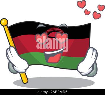 Falling In Love Happy cute Flagge Malawi cartoon Design Stock Vektor