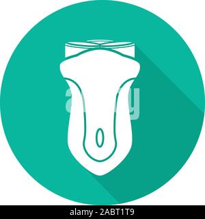 Rasierer flache Bauweise lange Schatten Symbol. Elektrische Rasierer. Vektor silhouette Symbol Stock Vektor