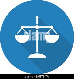 Maßstab flache Bauweise lange Schatten Symbol. Waage der Gerechtigkeit. Recht und Rechtsprechung Vektor silhouette Symbol Stock Vektor