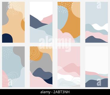 Sammlung von abstrakten Hintergrund Designs, Formen in sauberen Skandinavischen trendigen Stil. Geschichte vorlagen, winter Verkauf, Social Media fördernden Inhalt Stock Vektor