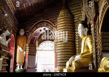 Tausende von Buddha Statuen in der Moehnyin Thanboddhay Pagode in der Nähe von Monywa. Stockfoto