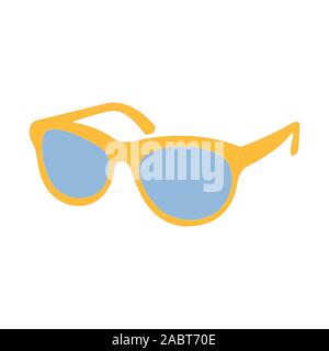 Schön gelb und blau Sonnenbrille auf Weiß gezeichnet Stock Vektor