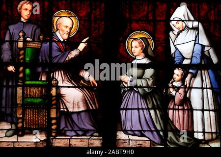 Die Basilika Notre Dame de Beaune. Franz von Sales, Bischof von Genf und Jeanne de Chantal. E Thibaut 1865. Beaune. Frankreich. Stockfoto