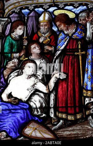 St. Peter Kirche. Ludwig IX., dem König von Frankreich. Glasfenster. Dreux. Frankreich. Stockfoto