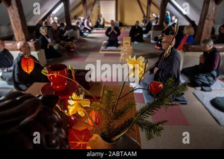 Zen sesshin (Retreats) in Tamie, Frankreich. Stockfoto