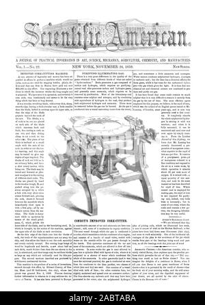 Eine ZEITSCHRIFT FÜR PRAKTISCHE INFORMATIONEN IN WISSENSCHAFT MECHANIK LANDWIRTSCHAFT CHEMIE UND PRODUZIERT. CONROY DIE VERBESSERTE KORK-CUTTER., Scientific American, 1859-11-26 Stockfoto