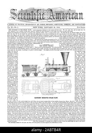 Eine ZEITSCHRIFT FÜR PRAKTISCHE INFORMATIONEN IN WISSENSCHAFT MECHANIK LANDWIRTSCHAFT CHEMIE UND fertigt Hawkins' VERBESSERTE DAMPF PFLUG., Scientific American, 1860-01-28 Stockfoto
