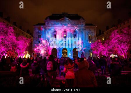 Fete des lumieres/Light Festival in Lyon, Frankreich. Stockfoto