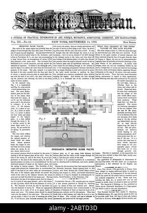 Eine ZEITSCHRIFT FÜR PRAKTISCHE INFORMATIONEN IN WISSENSCHAFT MECHANIK LANDWIRTSCHAFT CHEMIE UND PRODUZIERT. STODDART der verbesserten Schieber., Scientific American, 1860-09-15 Stockfoto
