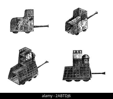 Rammbock Abbildung. Modell eines antiken Warmachine. Stockfoto