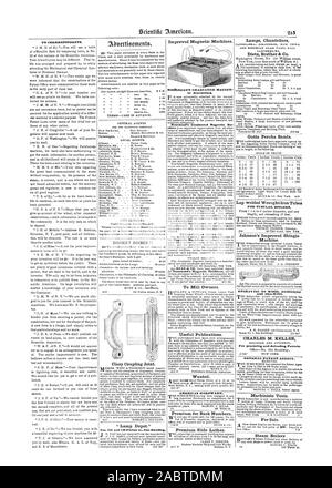 Verbesserte magnetische Maschinen MOCAMEAD DER GRADUIERTE MAGNET IC-Maschinen. Von Moorhead graduierte Magnetische Ma zu Mühle Besitzer. Nützliche Publikationen. Wollte. AMERICAN HARDWARE. Prämie für Zurück Zahlen Premium Folie Drehmaschinen. Lampen Kronleuchter Gutta Pereha Bands. Runde geschweißte Schmiedeeiserne Röhren für RÖHRENFÖRMIGE KESSEL Johnson's Verbesserte Schindel Maschine. Gravuren auf Holz ENTWERFEN UND DEA Flügel. CHARLES M.KELLER ALLGEMEINE PATENT AGENTUR. Maschinisten Tools. Zum Verkauf Dampfkessel ZU ENTSPRECHEN. ENTS. Für den Scientific American. CLA. RX SELLECX SQUIRE SELLECX. Bücher! Bücher!! Haken Kupplung Gelenk. 'Lampe Depot., 1848-03 - Stockfoto