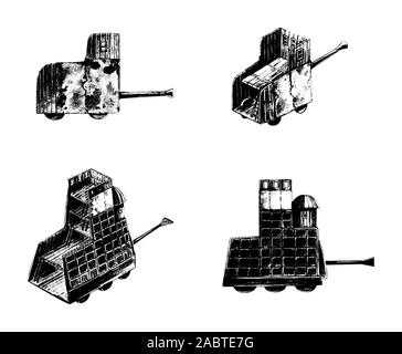 Rammbock Abbildung. Modell eines antiken Warmachine. Stockfoto