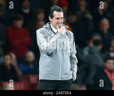 London, Großbritannien. 28 Nov, 2019. LONDON, Großbritannien, 28. NOVEMBER Unai Emery von Arsenal während Europa League Gruppe F zwischen Arsenal und Eintracht Frankfurt im Emirates Stadium, London, England am 28. November 2019. Credit: Aktion Foto Sport/Alamy leben Nachrichten Stockfoto