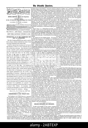 NEW YORK Samstag, 12. Oktober 1861. Informationen über die PATENTIERBAR NOV ELTY VON ERFINDUNGEN. Die kommissare ZU MESSE DER WELT. Englisch Ignoranz und Unverschämtheit., Scientific American, 1861-10-12 Stockfoto