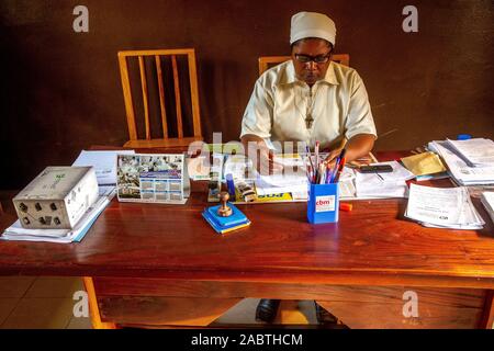 Oase der Liebe, eine katholische Zentrum für geistig Behinderte in Kpalime, Togo. Büro. Stockfoto