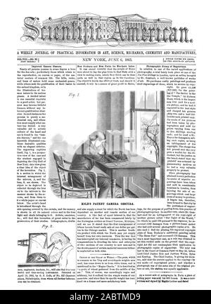 Eine wöchentliche Zeitschrift für PRAKTISCHE INFORMATIONEN IN WISSENSCHAFT MECHANIK CIIEMISTRY UND FERTIGT KOLB PATENT Camera Obscura., Scientific American, 1863-06-06 Stockfoto