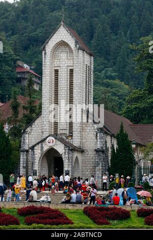 Rosenkranz Kirche. Im Jahr 1895 erbaut und ist das älteste architektonische Arbeit der französischen Linken in Sapa. Sapa. Vietnam. Stockfoto