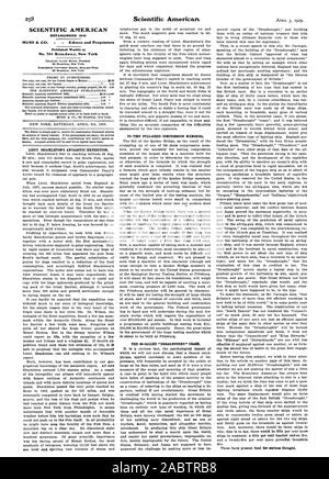 258 Scientific American gegründet 1845 wöchentlich an Nr. 361 Broadway veröffentlicht. New York Scientific American, -1909-04-03 Stockfoto