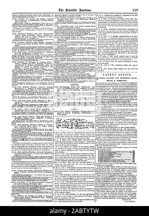 MUNN dr. Richter Eason fetTneilp Kommissar von Patenten sagt in einem Brief, Scientific American, 1866-02-17 Stockfoto