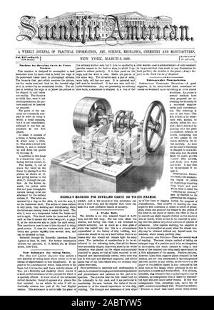 Eine wöchentliche Zeitschrift für PRAKTISCHE INFORMATIONEN KUNST WISSENSCHAFT MECHANIK CHEMIE UND produziert Maschinen für Fasen Carte de Visite Frames. Neue Snbstanco für Soling Schuhe. Ein festes Schiff. Pohtographic Manipnlation. BEDELL DER MASCHINE FÜR das ANFASEN CARTE DE VIS ITE FRAMES., Scientific American, 1866-03-03 Stockfoto