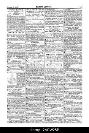 255 EXPOSITION UNIVERSELLE PEASE der verbesserten ÖLEN! COOK'S PATENT zerstörerischen Explosion., Scientific American, 1867-10-19 Stockfoto