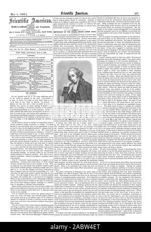 VIS Trägheit. Jahrestag der DAMPFMASCHINE - James Watt. MUNN & UNTERNEHMEN Herausgeber und Eigentümer Nr. 37 PARK ROW (PARK) IN NEW YORK., Scientific American, 1869-05-08 Stockfoto