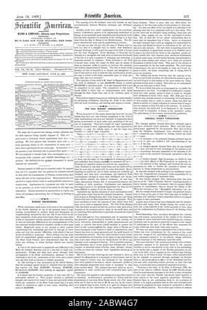 MUNN & UNTERNEHMEN Herausgeber und Eigentümer. Nr. 37 PARK ROW (PARK GEBÄUDE) NEW YORK. Inhalt: moderne Technik. Allgemeine DYER'S RECHTFERTIGUNG., Scientific American, 1869-06-12 Stockfoto