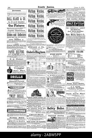 Xcitittific Amtvican. Kugel SCHWARZ & Co. Nr. 565 und 567 Broadway haben die größte Auswahl an Gas Armaturen Kristallleuchter und auch mit den neuen Stilen von importierten Felgen alld AREUST Relloctors, die Sie öffnen. SIPHON KONDENSATOR.de Seite Patent gegerbt Belting Seite Brüder alleinige Herst'rs Franklin N.. Papier BELTING. Gleich der besten Leder. T.A. Weston's N. F. B1 JRNHAM's Water Wheel. Bohrer Diamond-Pointed SPIRALBOHRER. Modelle Waltham Waltham Waltham Uhren Uhren Uhren Uhren Waltham Waltham Watches HOWARD & Co Nr. 785 Broadway New York. Kalorische Motoren. Ausbaggern. Harney Stockfoto