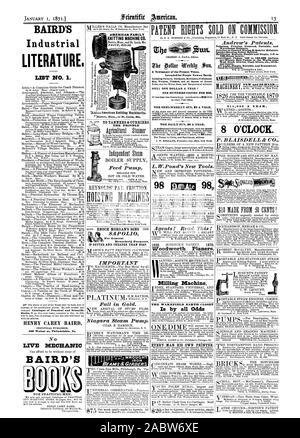 Agenten! Dieses Lesen! . Fräsmaschine DIE WAKEFIELD PLUMPSKLO JEDER MENSCH SEINEN EIGENEN DRUCKER. 8 O'Clock. S. BLAISDELL & Co BAIRD'S Industrial Literatur. Liste Nr. 1. HENRY CAREY BAIRD 406 Walnut st. Philadelphia Pa N LIVE MECHANIKER GERBER & CURRIERS die PRINDLE Förderpumpe amerikanische Familie STRICKMASCHINE CO.OISTNG MASCHINEN SAP OLI für Allgemeine Haushaltszwecke. Wichtig fallen in Gold. Niagara Steam Pumpe BALKEN 4 g' Träger einer Zeitung der heutigen Zeit. Nowon intendedfor Menschen der Erde. 17-32 1 1 DOLLAR EIN JAHR ICH HUNDERT KOPIEN FÜR $ 50 DIE halb - wöchentliche SUN 2 $ pro Jahr L. W.'s Pond neuer Werkzeuge. Wird durch Stockfoto